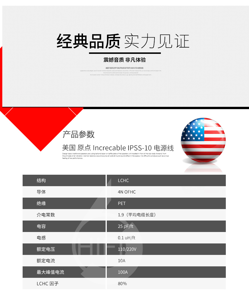 Increcable IPSS-10,原點IPSS-10,美國原點電源線