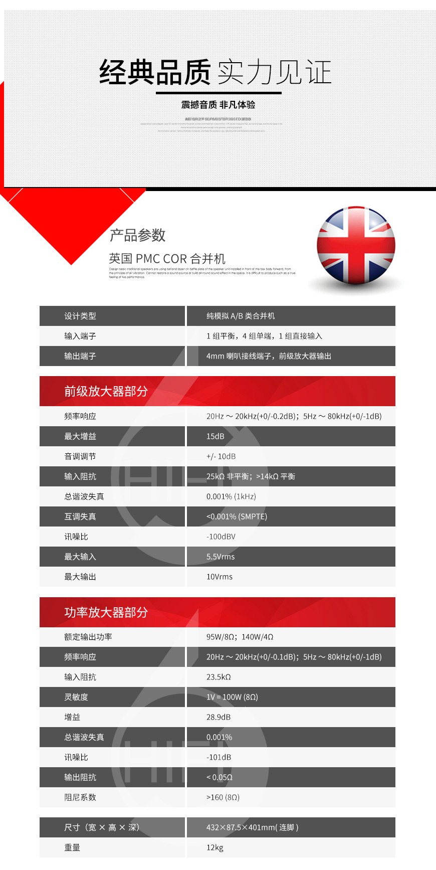PMC COR,英國PMC合并機,HIFI功放