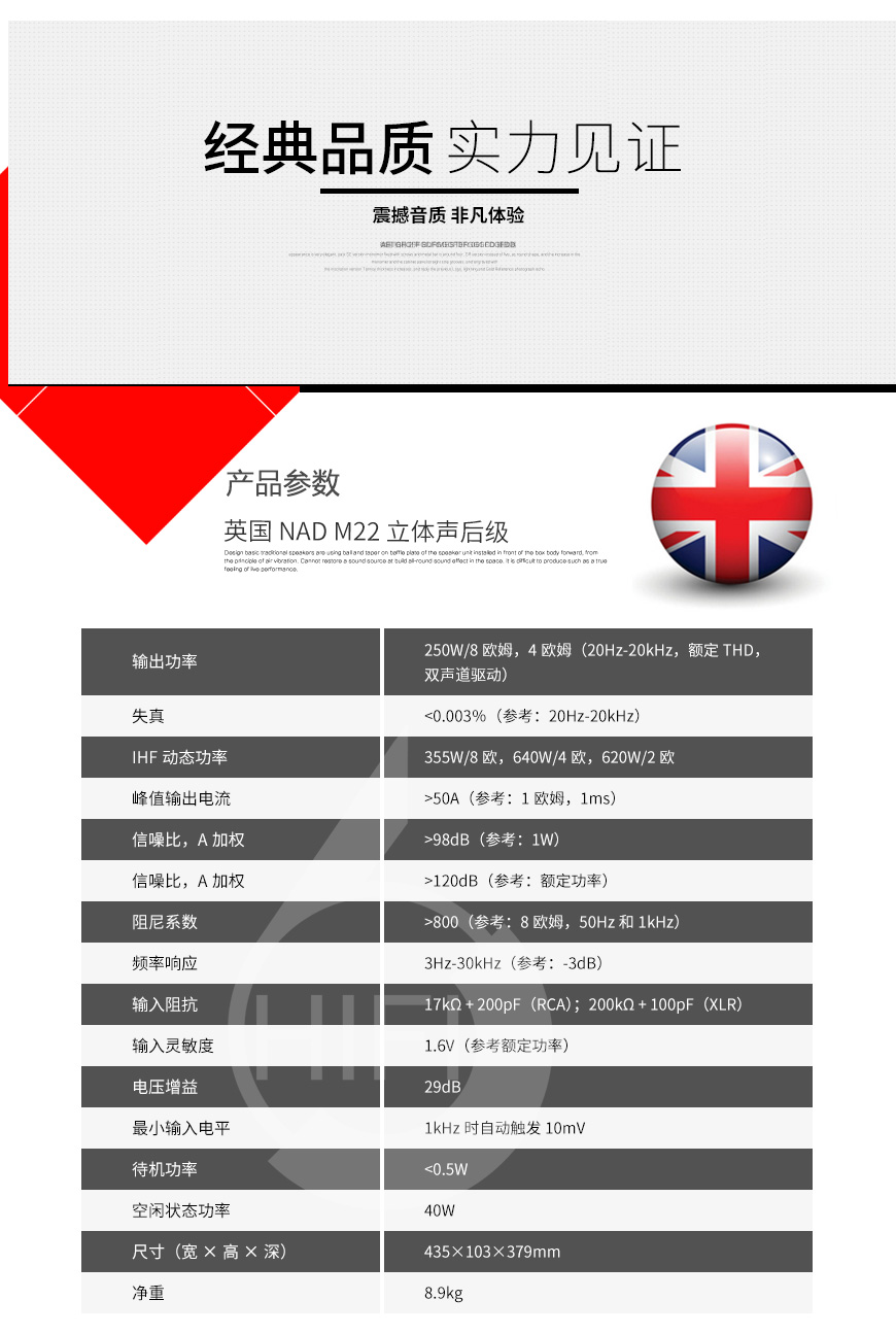 NAD M22,NAD立體聲后級,NAD功放