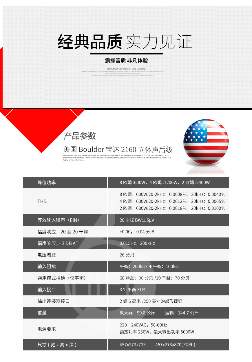 寶達 2160 立體聲后級,Boulder 2160,寶達Boulder HIFI功放