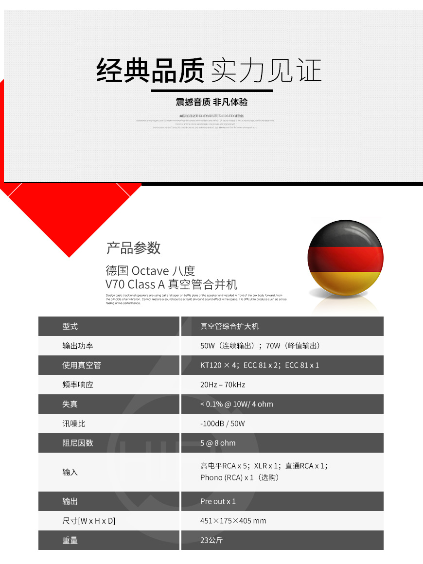 德國,Octave八度,Octave,八度,V70 Class A,V70,Class A,真空管合并機,合并,功放 