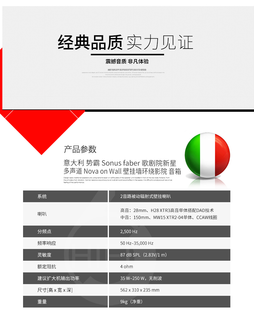 勢霸,Sonus faber,歌劇院,新星多聲道,新星,多聲道,Nova on Wall,壁掛墻,環繞,影院,世霸,音箱